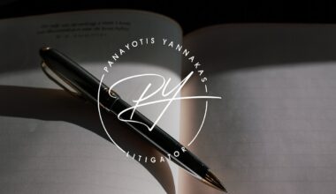 Branding image of the Law Office of Panayotis Yannakas, featuring a pen and notebook symbolizing legal writing and innovation